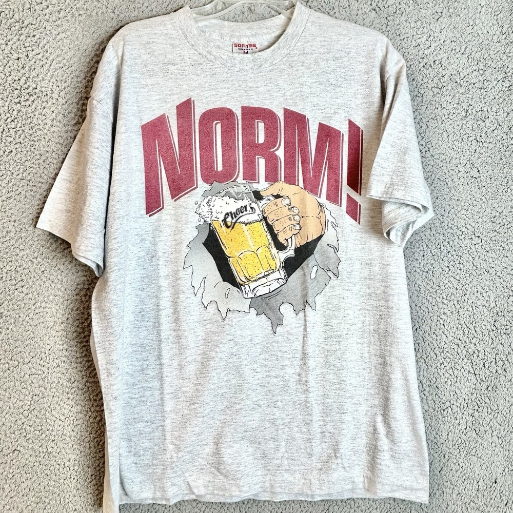 VTG 90s Cheers Boston NORM! Graphic T-shirt Men's XL TV Show Promo USA